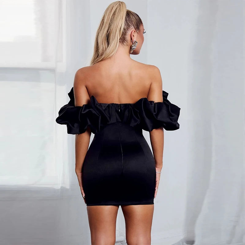 Elegant Off-Shoulder Satin Summer Mini Dress for Parties - Image 8