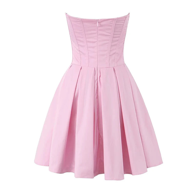 Elegant Pink Strapless Corset Dress for Summer Celebrations - Image 4