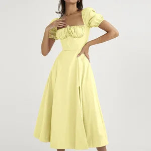 Trendy Summer Bubble Sleeve Lace-Up Long Dress - Image 8