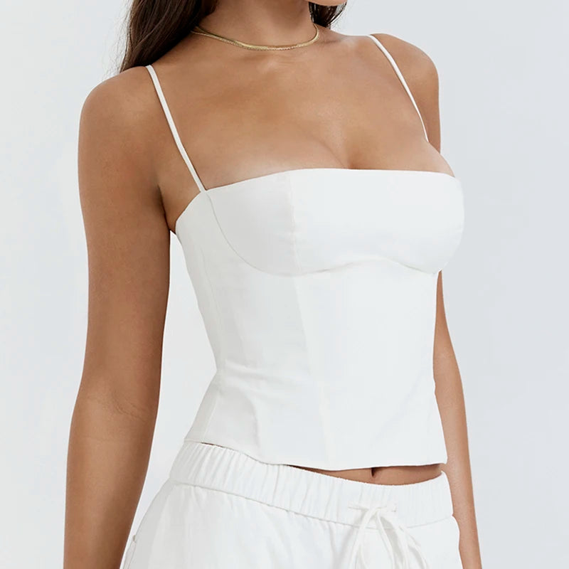 Elegant Vintage Skinny Spaghetti Strap Backless Corset Tank Top - Image 6