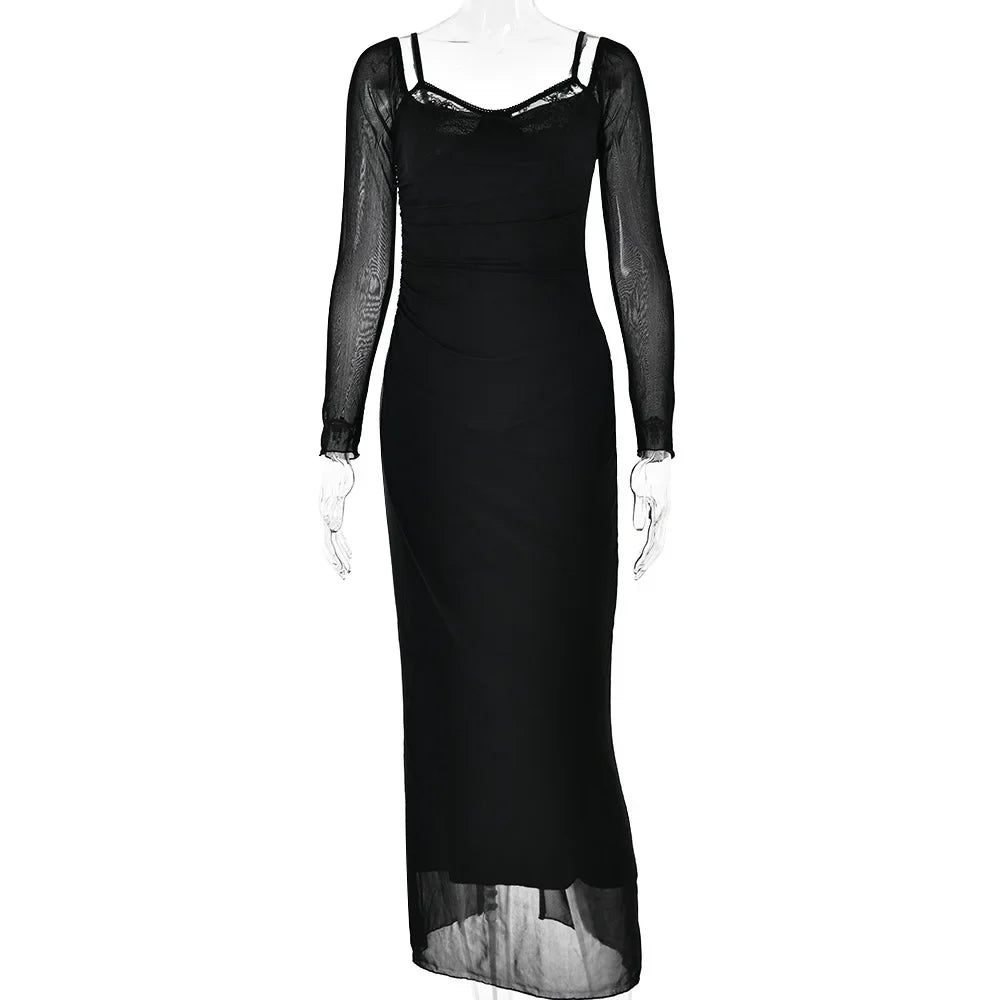 Elegant Backless Split Long Lace Dress for Women - Image 9