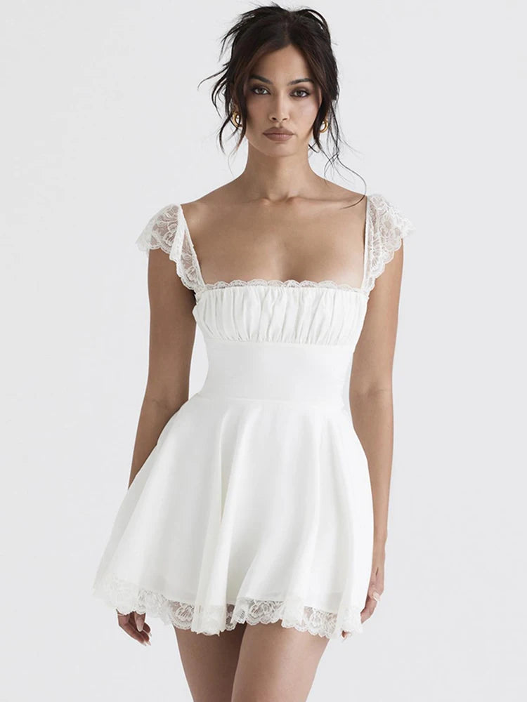 Elegant Lace Patchwork Short Dresses for Summer Parties - Image 7