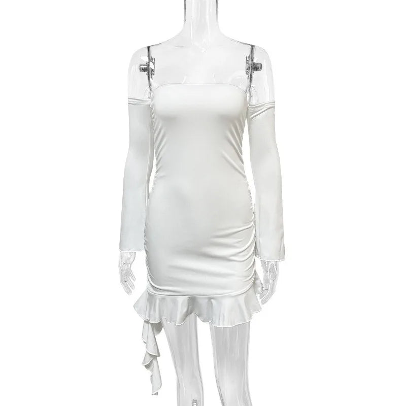 Autumn Women's Sexy Ruffled Off-Shoulder Slim Fit Dress - Image 6