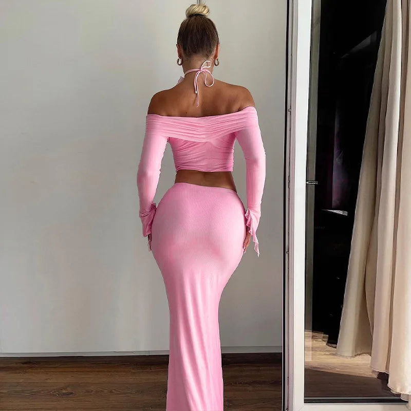 Chic Women's Fall Sexy Bustier Blouse & Skirt Set - Image 5