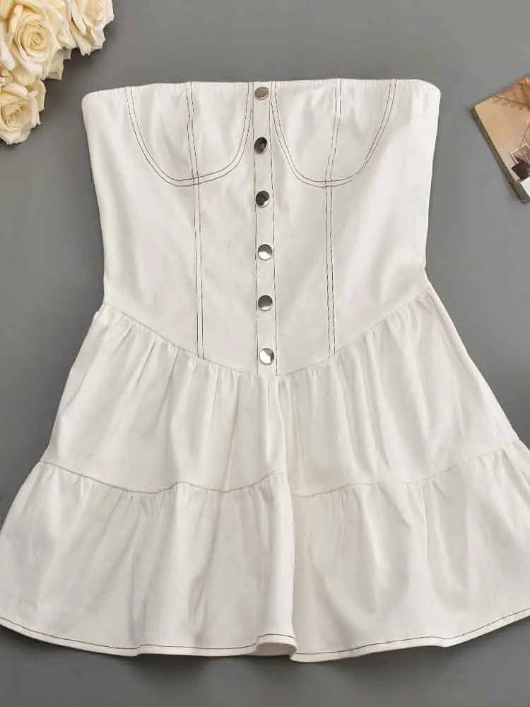 Elegant Strapless Backless Ruffle Mini Party Dress - Image 5
