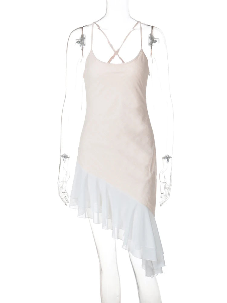 Elegant White Backless Ruffle Midi Dress for Parties - Image 5