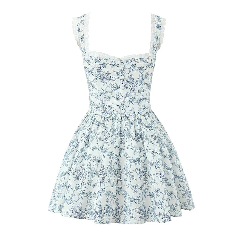 Floral Lace Trim Mini Dress for Summer Parties - Image 4
