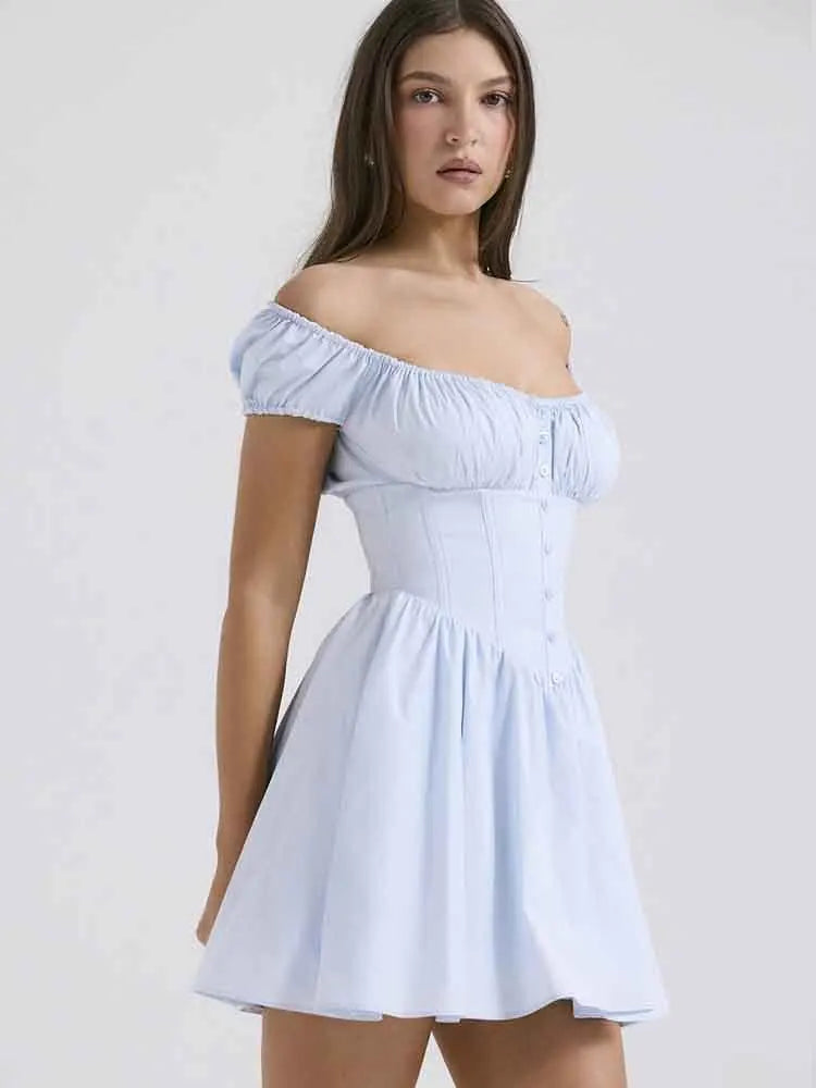 Elegant Puff Sleeve Backless Mini Party Dress for Women - Image 4