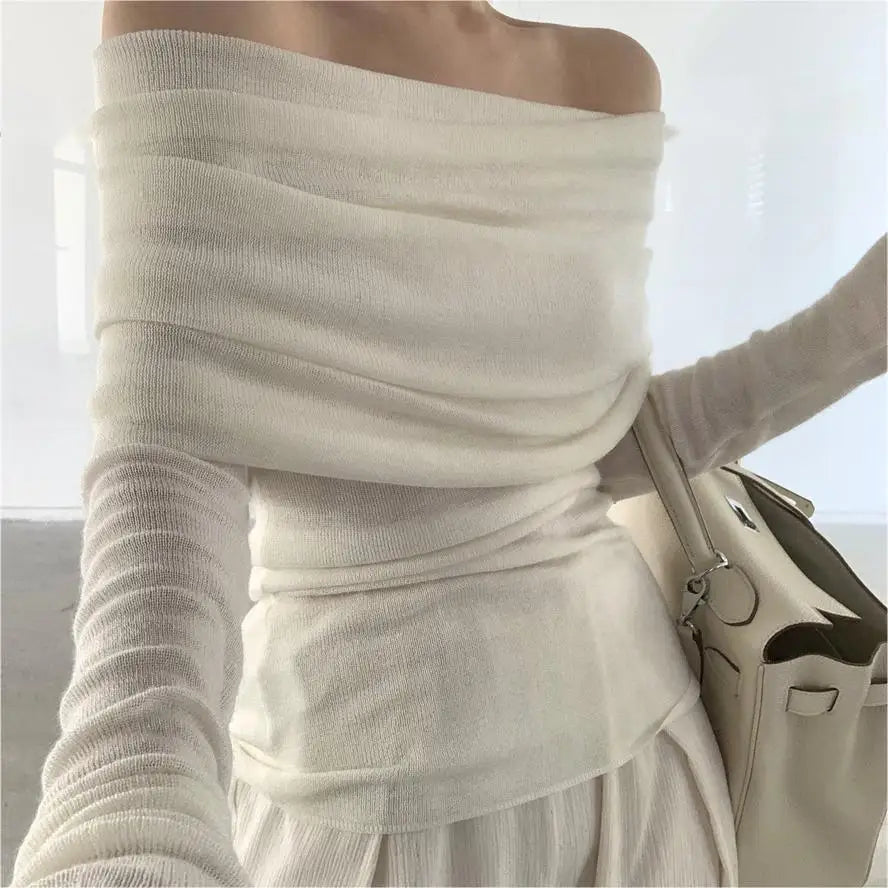 Elegant Off-Shoulder Long Sleeve Crop Top for Women - Image 9