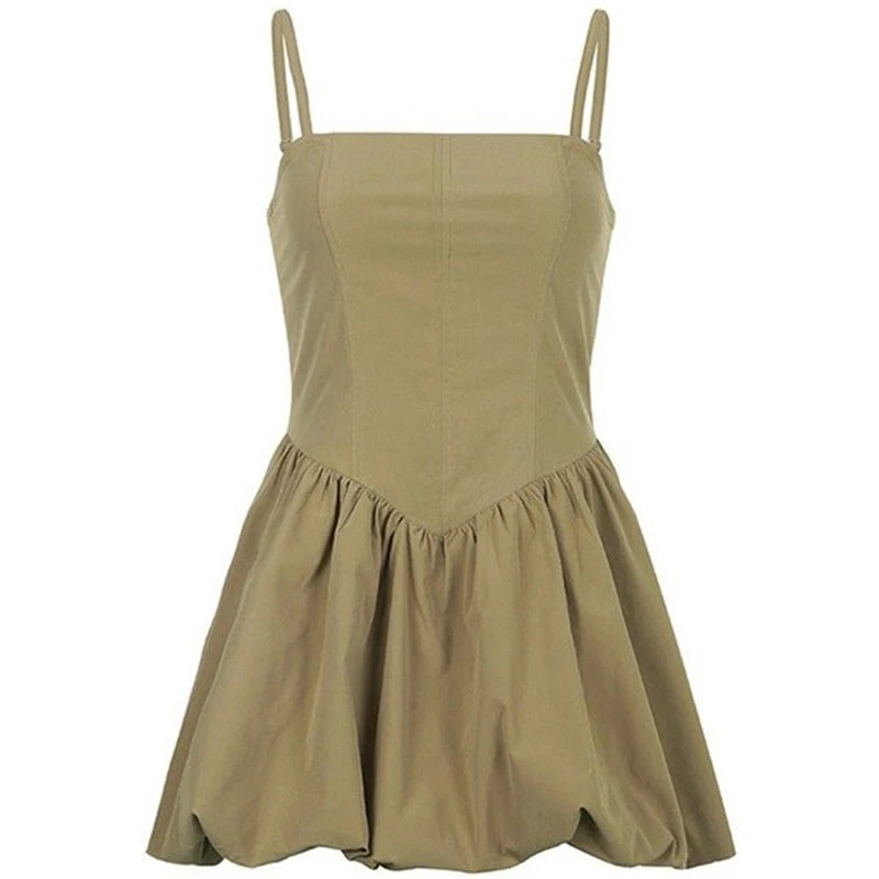 Chic Army Green Sleeveless Mini Dress for Women - Image 5