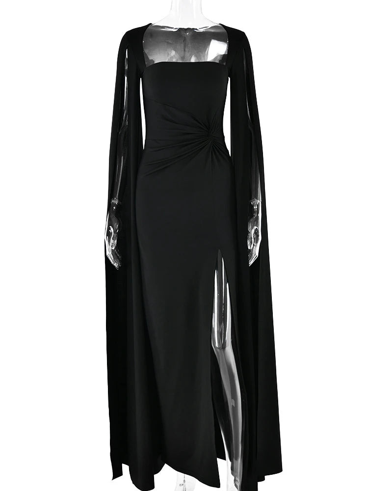 Elegant Pleated Long Sleeve Bodycon Evening Dress for Women - Image 5