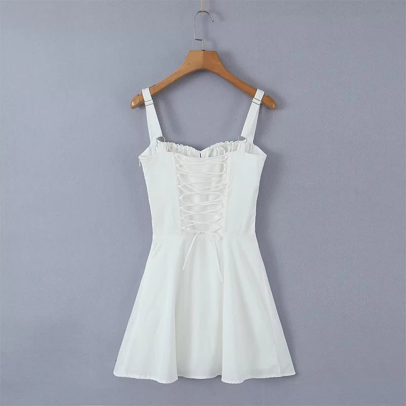 Women's Pink Back Lacing Mini Dress for Summer Parties - Image 8