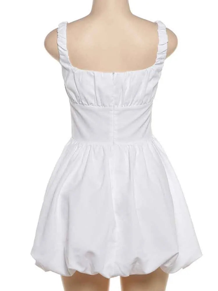 Elegant White Backless Ruffle Mini Evening Dress for Women - Image 6