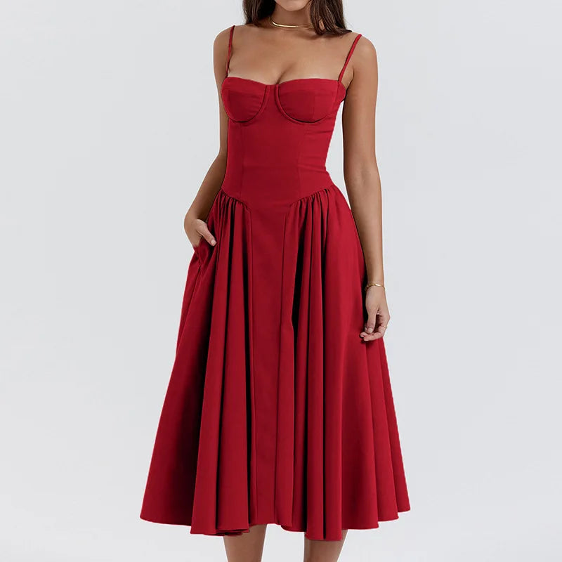 Elegant Sleeveless Backless A-Line Pleated Dress for Summer Events - Image 6