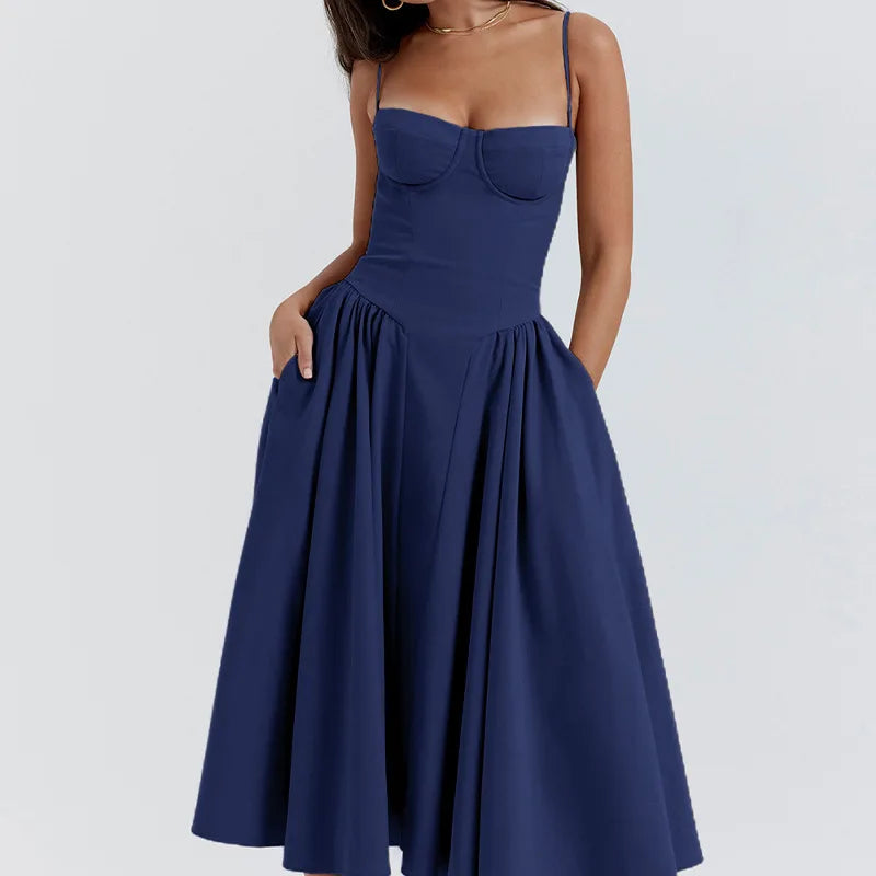 French Retro Women's Summer Skirt with Suspenders - Image 4