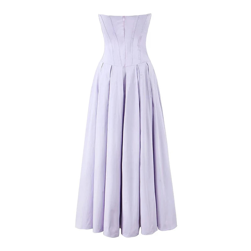 Elegant Deep V Pleated Strapless Evening Dress for Women - Image 5