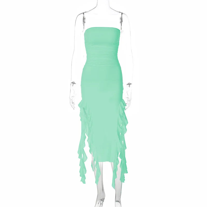 Elegant Slim Party Dress with Ruffles and Off-Shoulder Style - Image 18