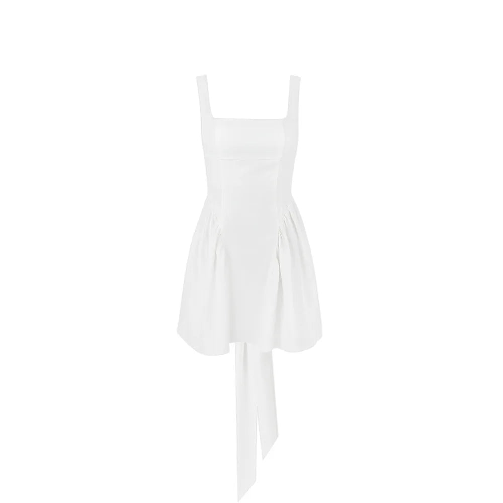Summer Elegant Bow Backless Pleated Mini Dress for Women - Image 7