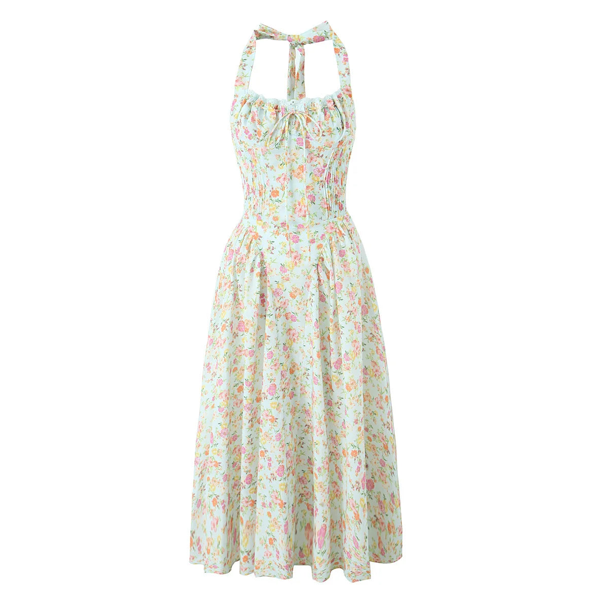 Floral Lace Trim Backless Midi Dress for Women - Image 7