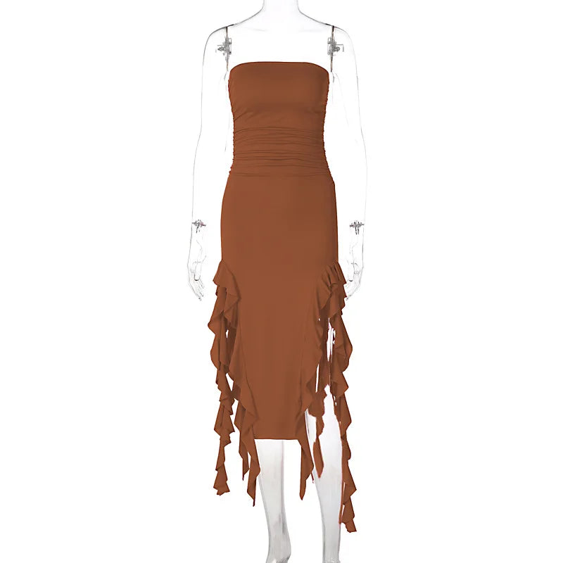 Elegant Slim Party Dress with Ruffles and Off-Shoulder Style - Image 20