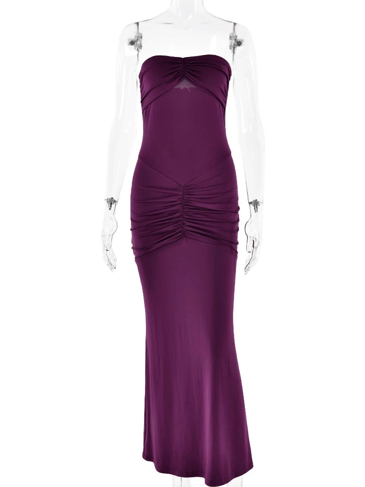 Elegant Strapless Backless Maxi Dress for Evening Parties - Image 6