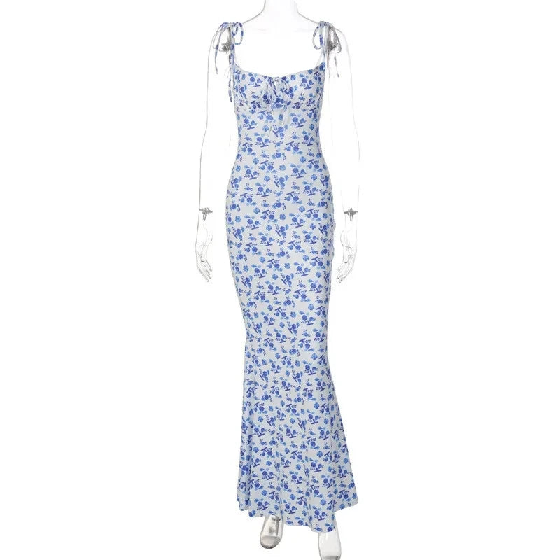 Elegant Floral Backless Maxi Dress for Summer Vacation - Image 5