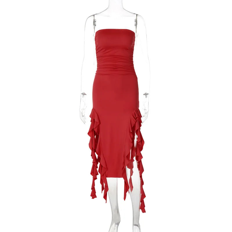 Elegant Slim Party Dress with Ruffles and Off-Shoulder Style - Image 12