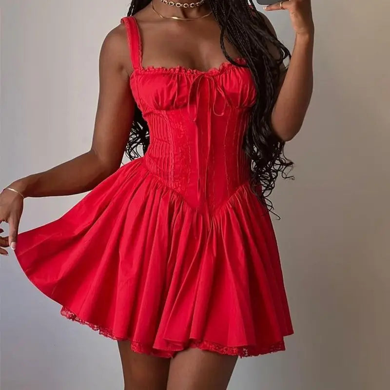 Elegant Red Sleeveless Mini Dress for Parties - Image 3