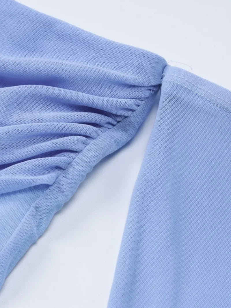 Light Blue Off-Shoulder Backless Bodycon Evening Dress - Image 6