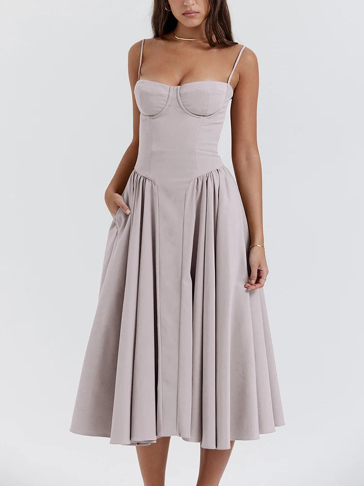 Elegant Sleeveless Backless Pleated Maxi Dress for Women - Image 5