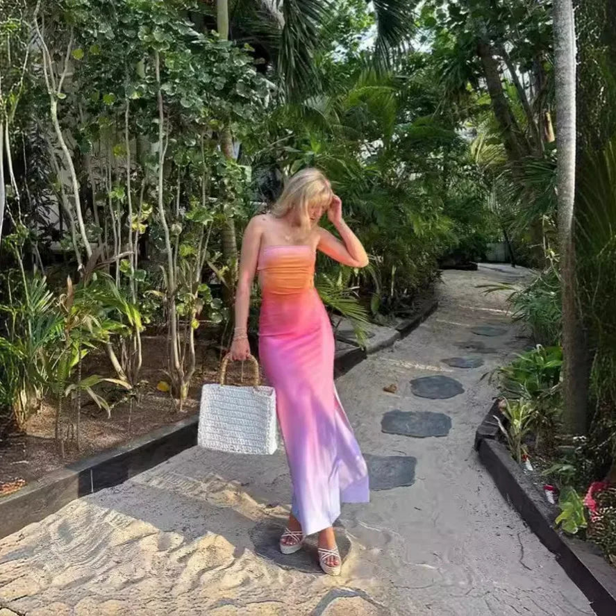 Casual Sexy Gradient Long Summer Dresses for Women - Image 4