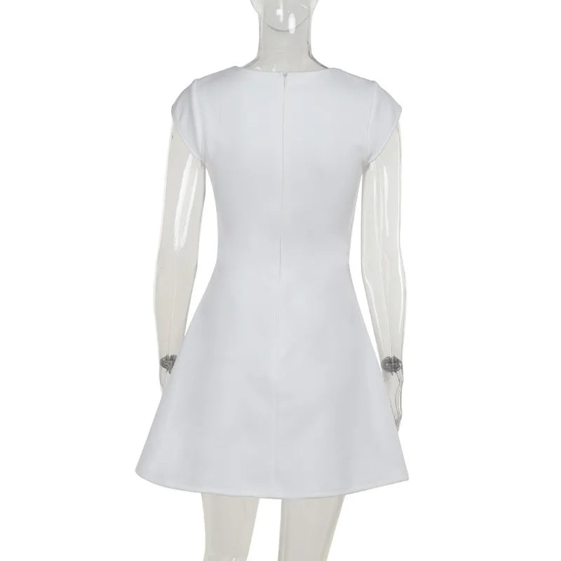 Elegant White A-Line Square Collar Evening Party Dress - Image 10