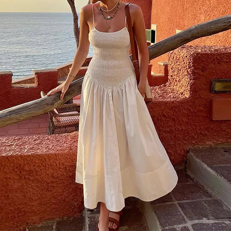 Elegant Off-Shoulder Sleeveless High Waist Beach Dress - Image 5