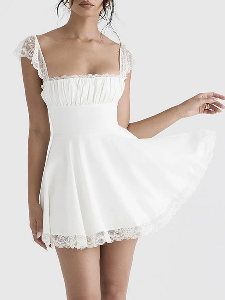 Vintage Lace Trim Backless Summer Dress for Women - Image 4