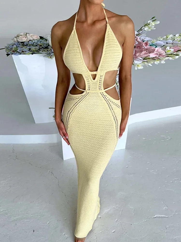 Hollow Out Backless Maxi Dress for Women - Sexy Party Style - Image 3