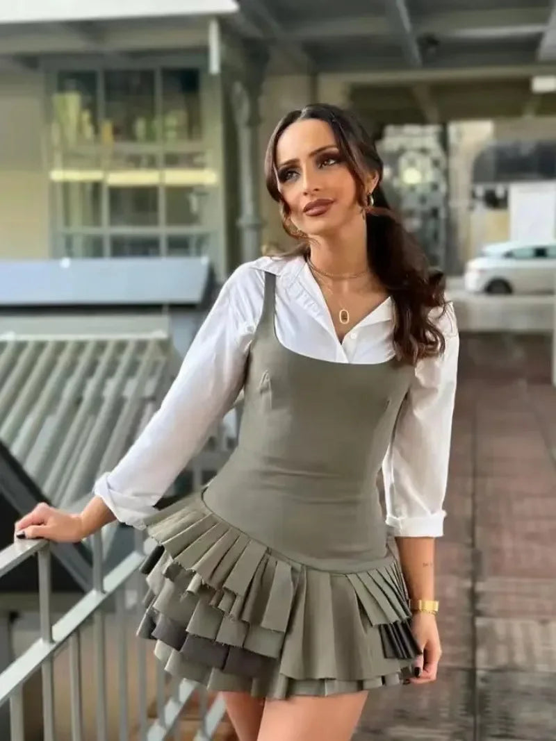 Elegant Green Slip Dress - Square Collar Sleeveless Mini for Women - Image 4