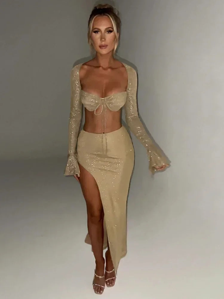 Stylish Two-Piece Strapless Skirt Set for Women - Image 5