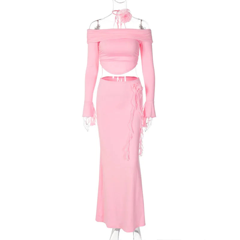 Chic Women's Fall Sexy Bustier Blouse & Skirt Set - Image 6