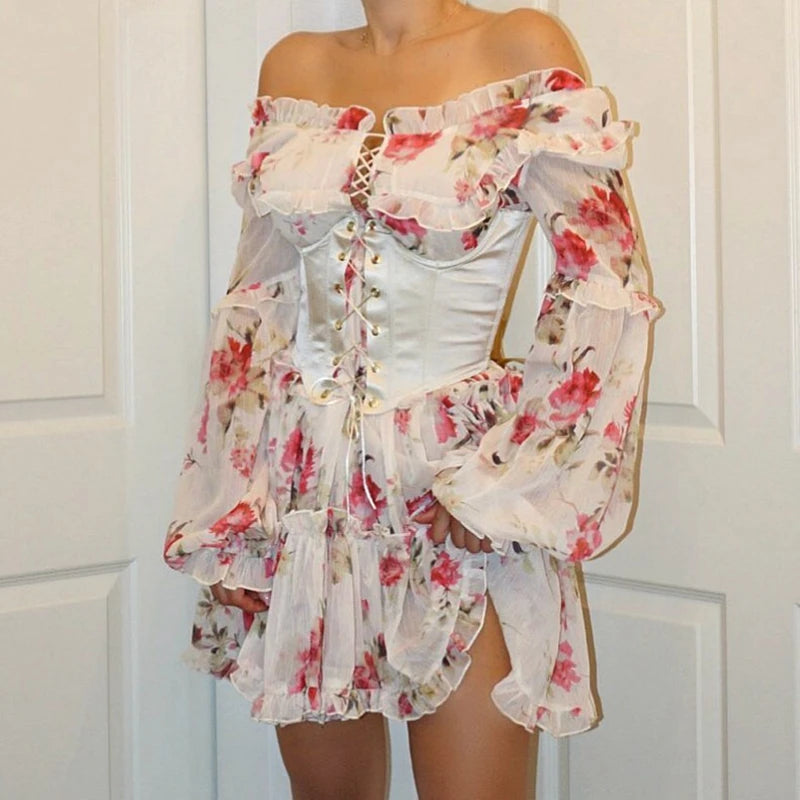 Elegant Backless Mini Dress with Off-Shoulder Corset Design - Image 3