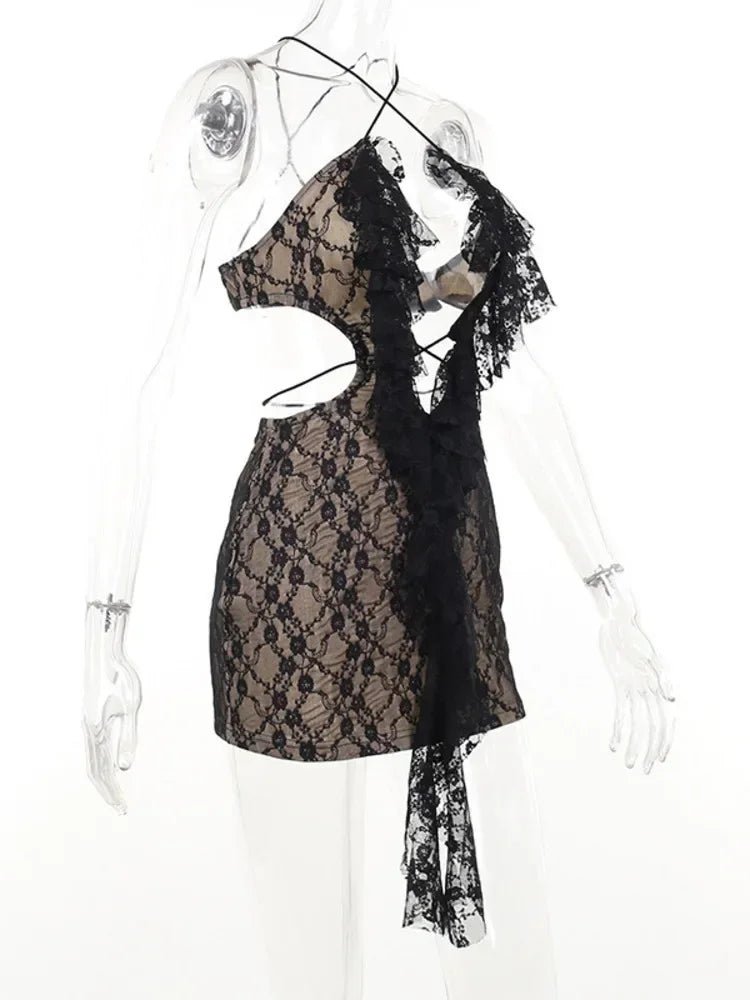 Lace Hollow Out Sleeveless Backless Bodycon Dress for Women - Image 5