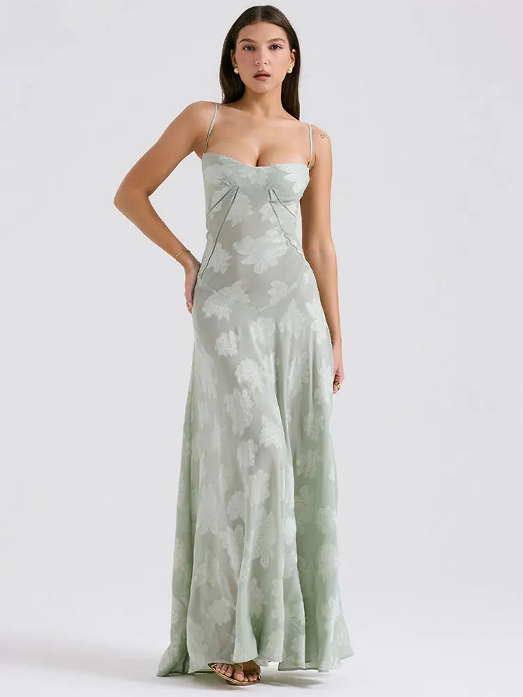 Elegant Backless Maxi Dress for Women - Spaghetti Strap A-line - Image 6