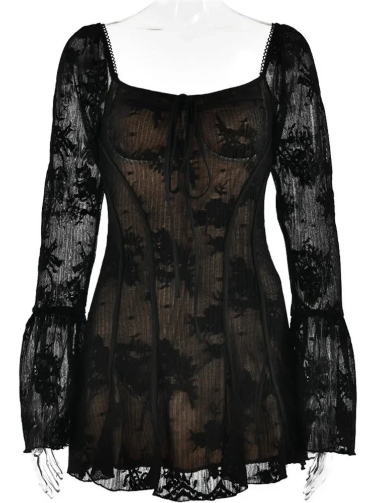 Chic Backless Flare Sleeve Mini Dress for Women - Image 8