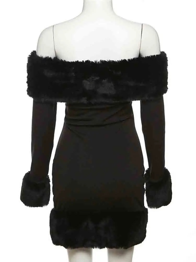 Elegant Strapless Fluff Bodycon Mini Dress for Women - Image 7