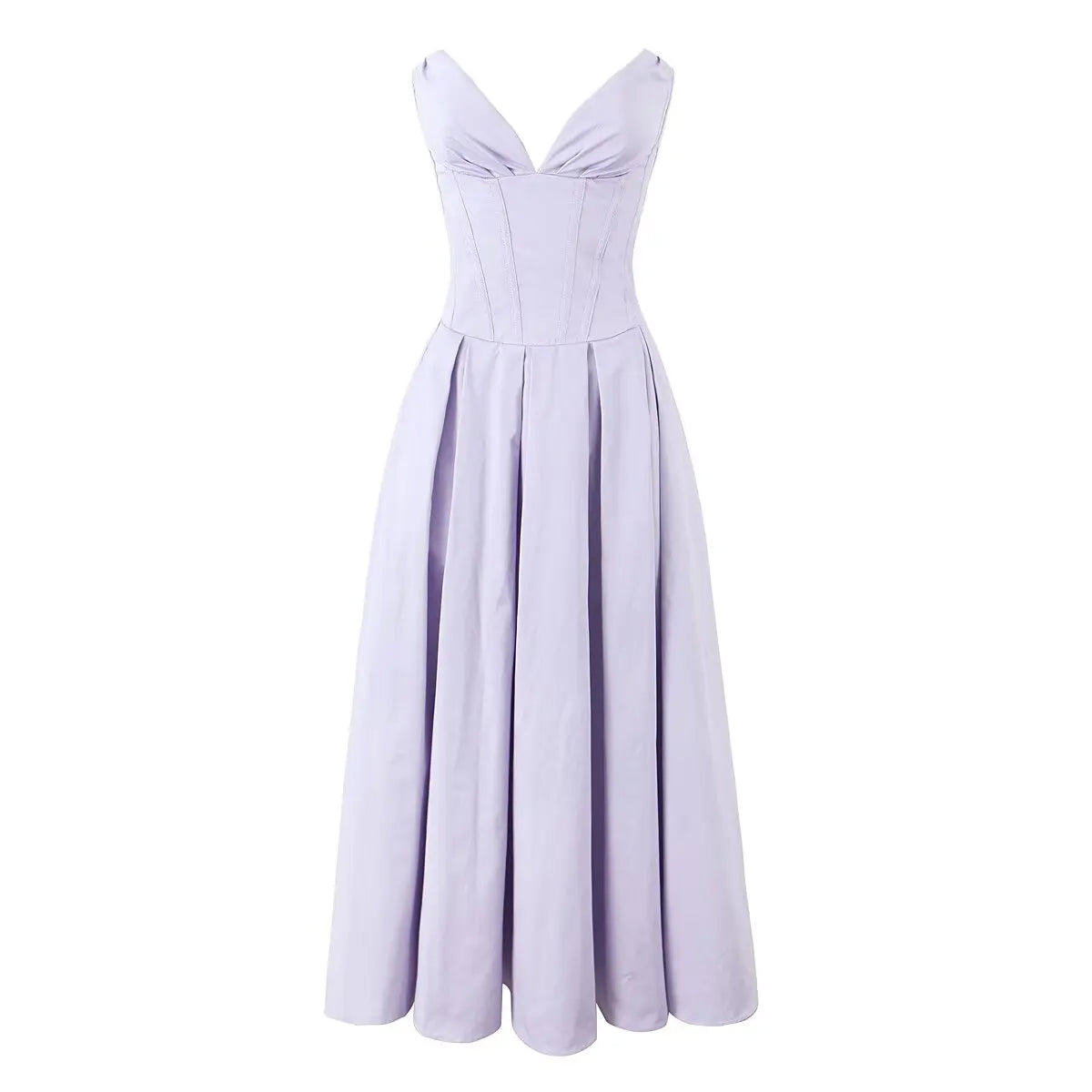Elegant Deep V Pleated Strapless Evening Dress for Women - Image 6
