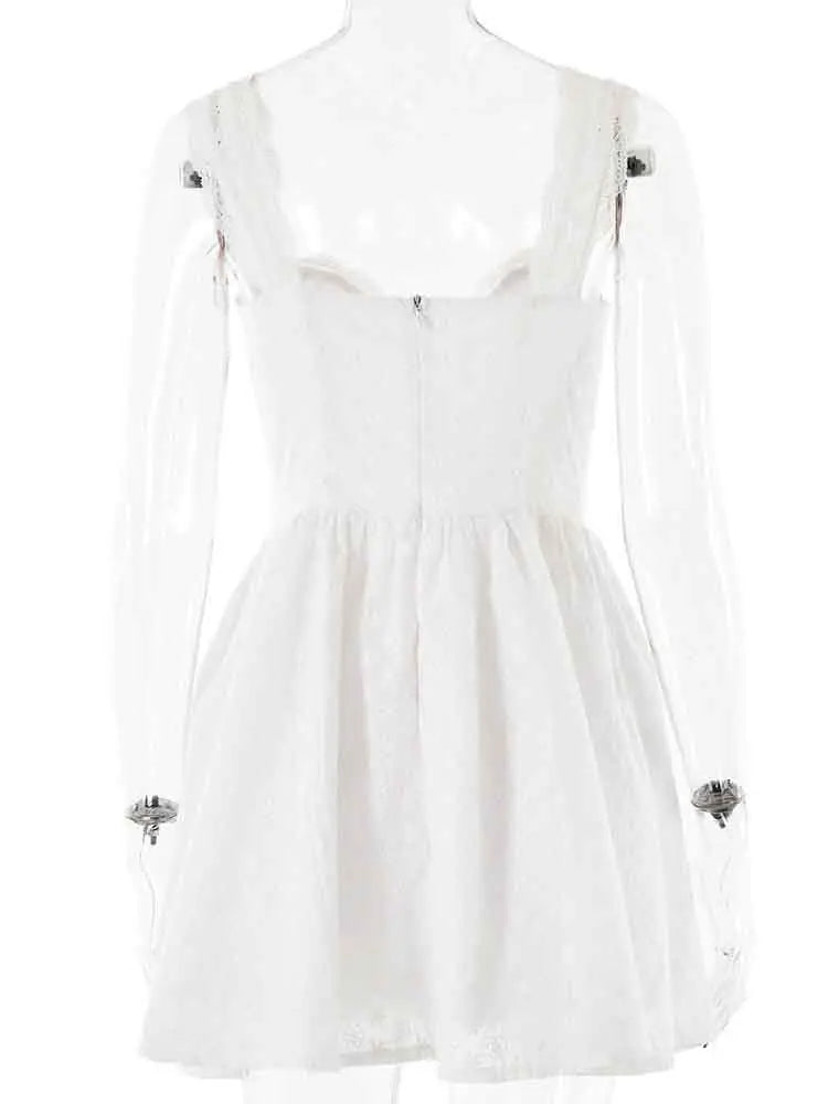 Elegant White Backless Jacquard Bodycon Mini Party Dress - Image 6
