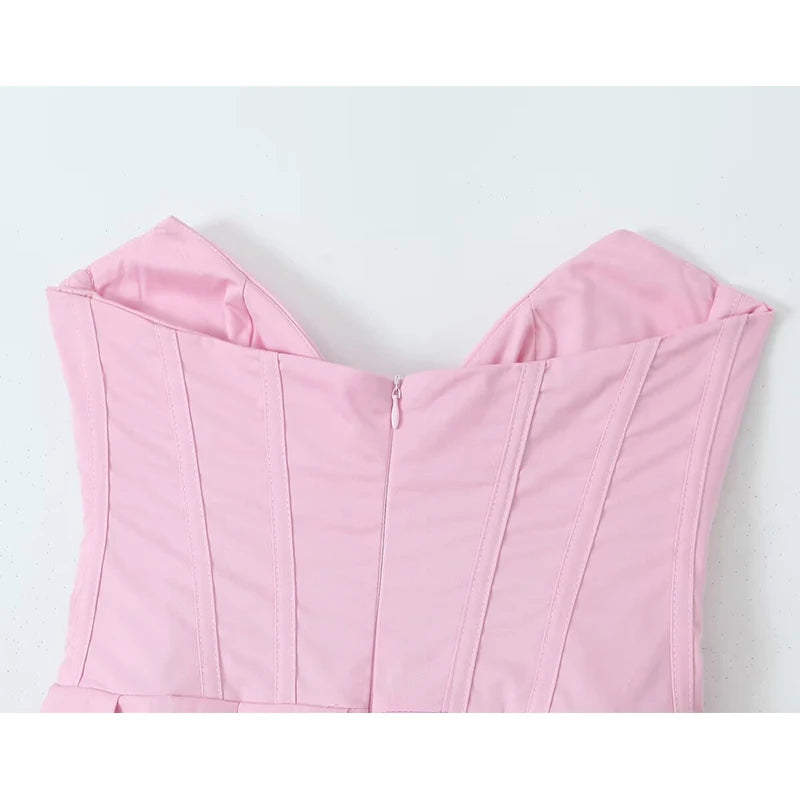Elegant Pink Strapless Corset Dress for Summer Celebrations - Image 7