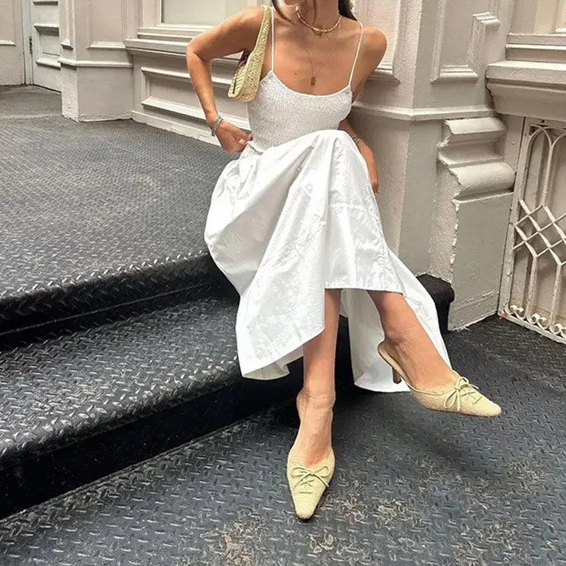 Elegant Off-Shoulder Sleeveless High Waist Beach Dress