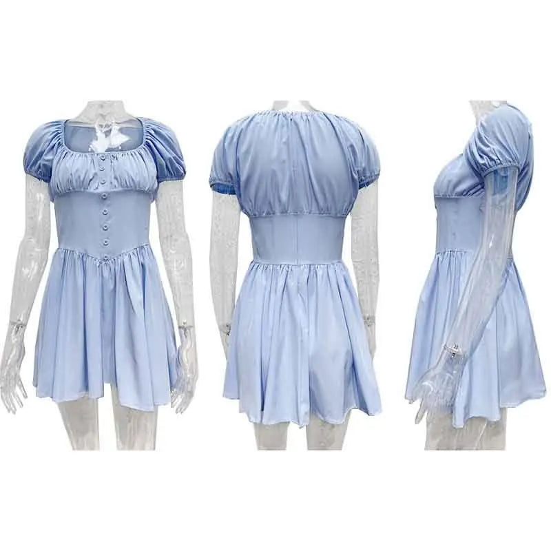 Elegant Puff Sleeve Backless Mini Party Dress for Women - Image 5