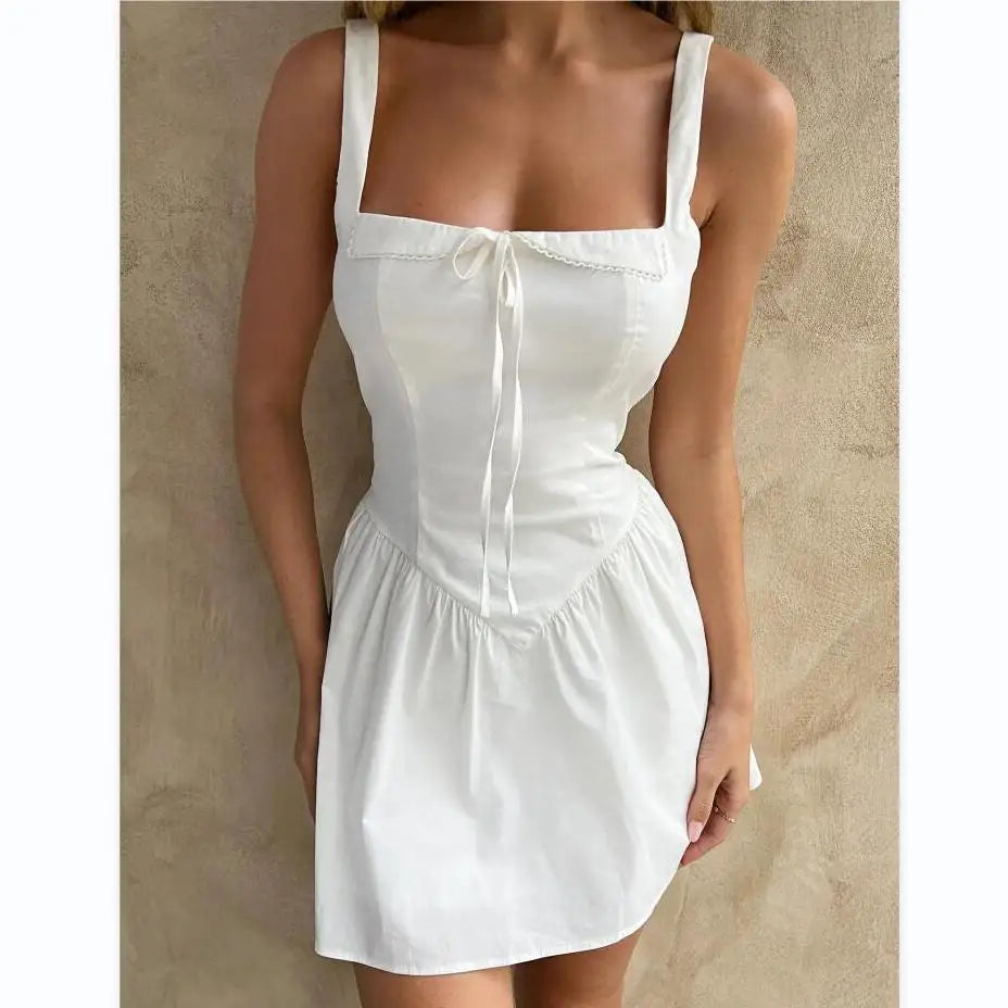 Elegant White Lace Mini Dress for Women’s Summer Parties