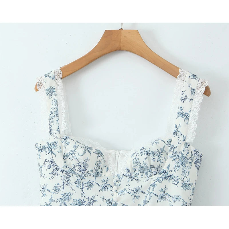 Floral Lace Trim Mini Dress for Summer Parties - Image 5